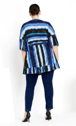 Avenue Navy Blue Stripe Frill Hem Top -Bold Fit Store 2 1 216549navyblurredstripe 23