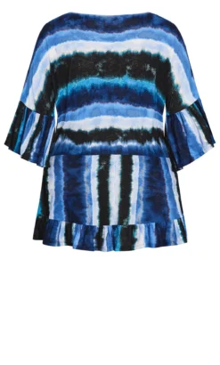 Avenue Navy Blue Stripe Frill Hem Top -Bold Fit Store 2 1 216549navyblurredstripe26