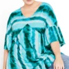 Avenue Turquoise Blue Stripe Frill Hem Top