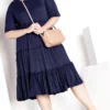Avenue Navy Crush Midi Dress