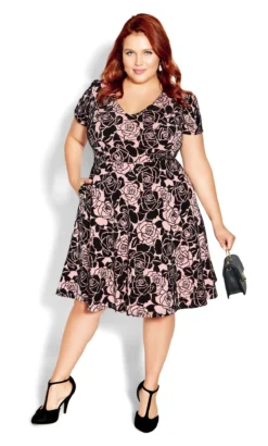 City Chic Pink Posie Dress