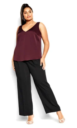 City Chic Black V-Neck Vest Top