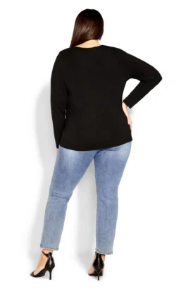 City Chic Black Long Sleeve Top -Bold Fit Store 2 1 217054black 104a