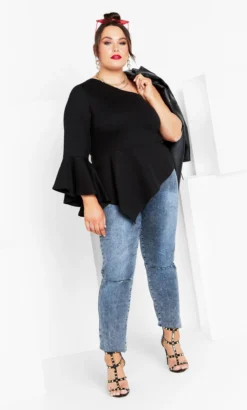 City Chic Black One Shoulder Top -Bold Fit Store 2 1 217064black 13
