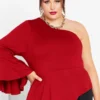 City Chic Red One Shoulder Top
