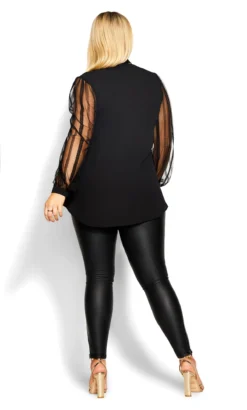 City Chic Black Sheer Sleeve Blouse 12 City Chic Black Sheer Sleeve Blouse -Bold Fit Store 2 1 217152black 103