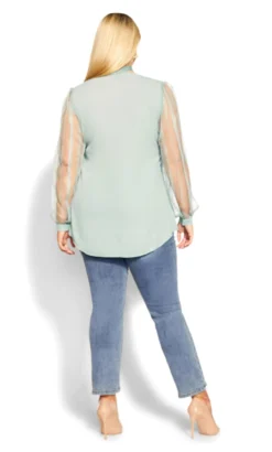 City Chic Mint Green Mesh Balloon Sleeve Top 9 City Chic Mint Green Mesh Balloon Sleeve Top -Bold Fit Store 2 1 217152seafoam 104