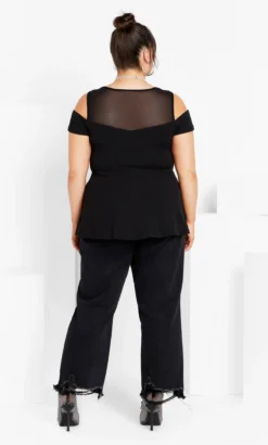 City Chic Black Mesh Cold Shoulder Top 9 City Chic Black Mesh Cold Shoulder Top -Bold Fit Store 2 1 217247black 15