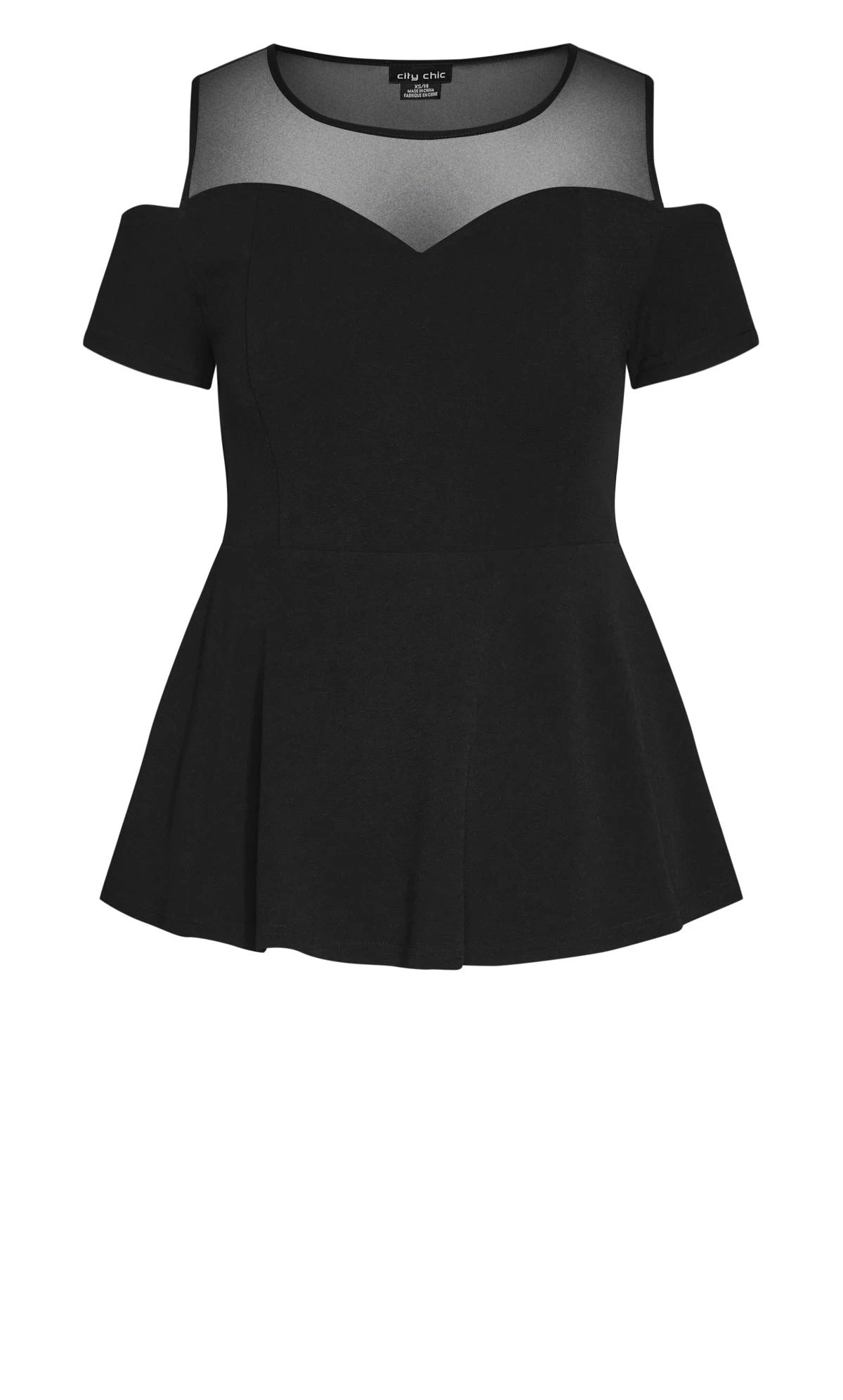 City Chic Black Mesh Cold Shoulder Top 5 City Chic Black Mesh Cold Shoulder Top - Image 5