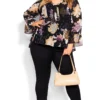 City Chic Black Floral Paplum Top