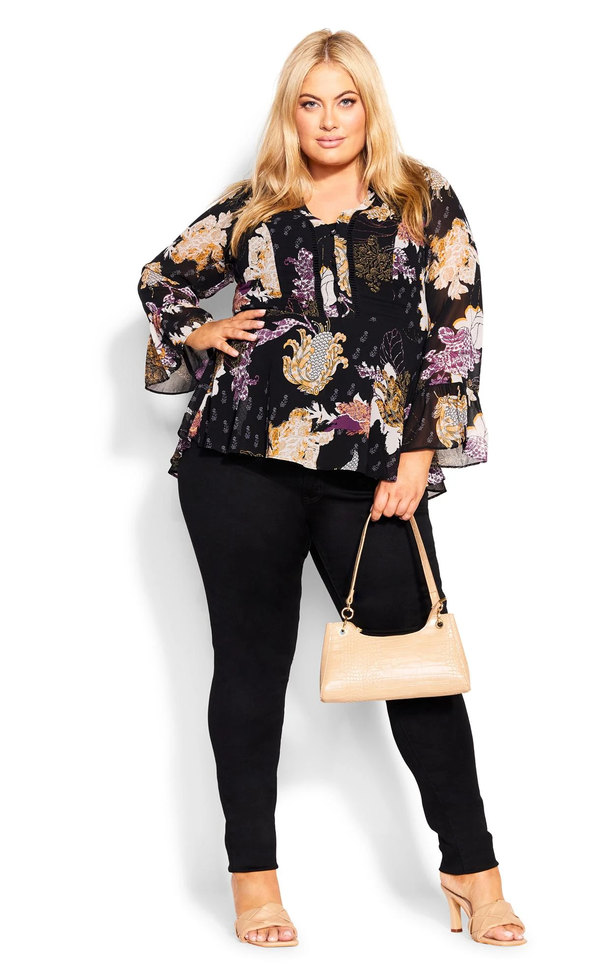 City Chic Black Floral Paplum Top 1 City Chic Black Floral Paplum Top