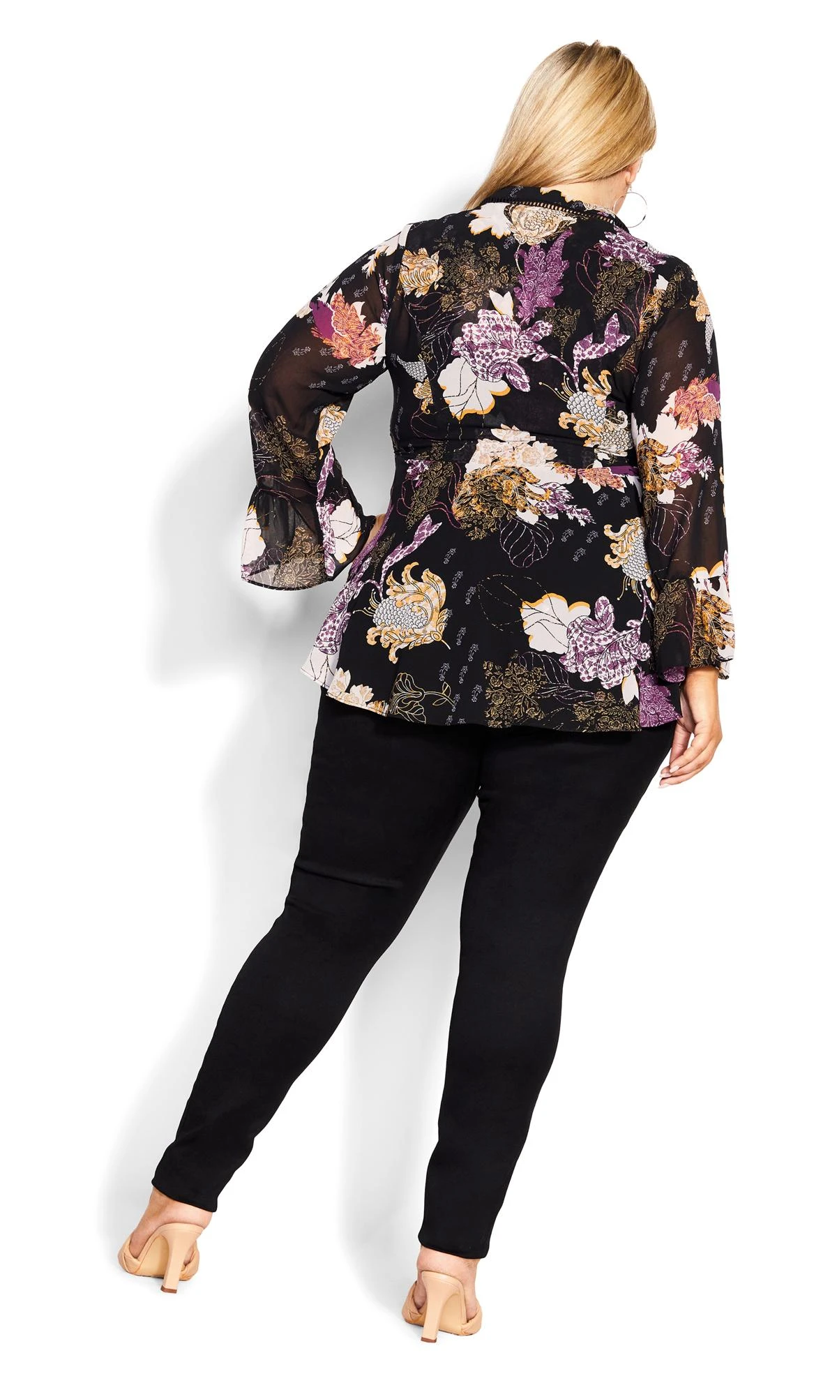 City Chic Black Floral Paplum Top 3 City Chic Black Floral Paplum Top - Image 3