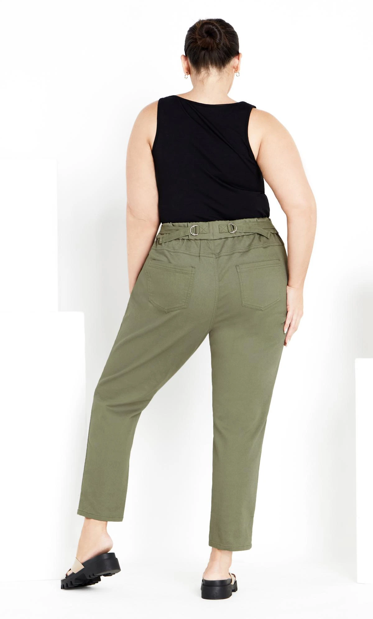 Avenue Khaki Tie Waist Tapered Trousers 4 Avenue Khaki Tie Waist Tapered Trousers - Image 4
