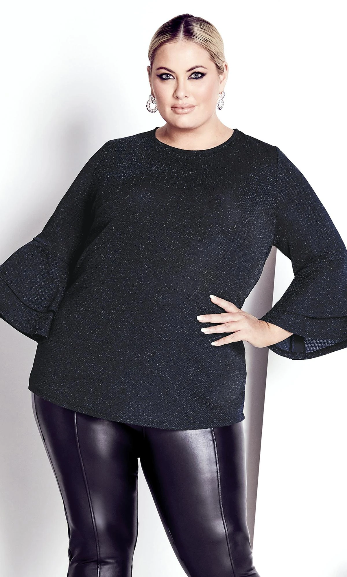 Avenue Ave Studio Midnight Black Angel Sleeve Top 2 Avenue Ave Studio Midnight Black Angel Sleeve Top - Image 2