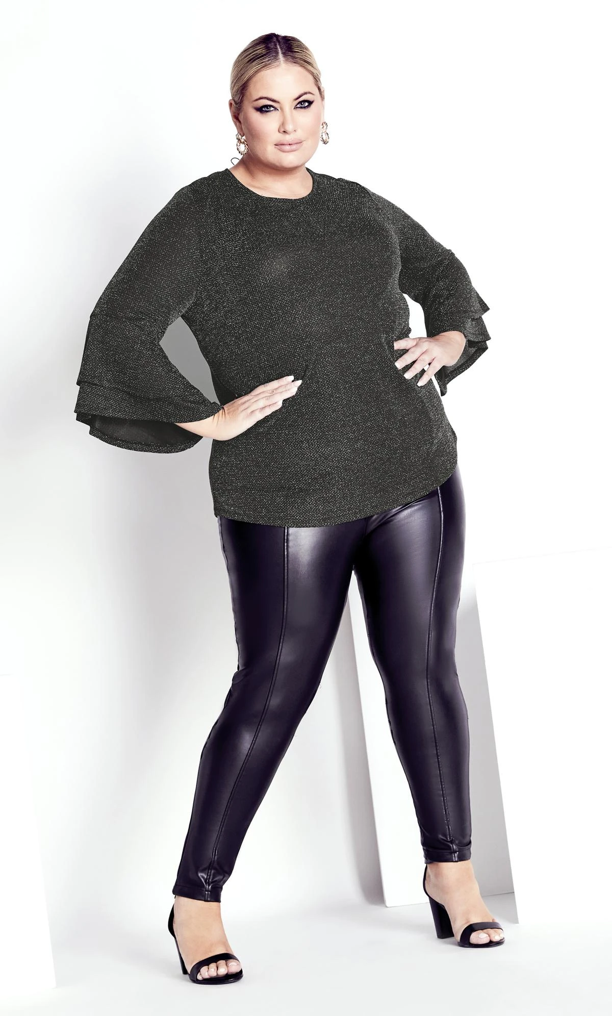 Avenue Grey Glitz Double Bell Sleeve Top 1 Avenue Grey Glitz Double Bell Sleeve Top