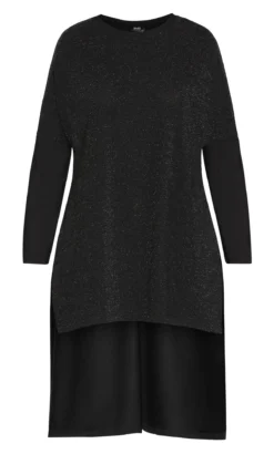 City Chic Navabi Black Glitter Side Split Longline Top -Bold Fit Store 2 1 217924black 21