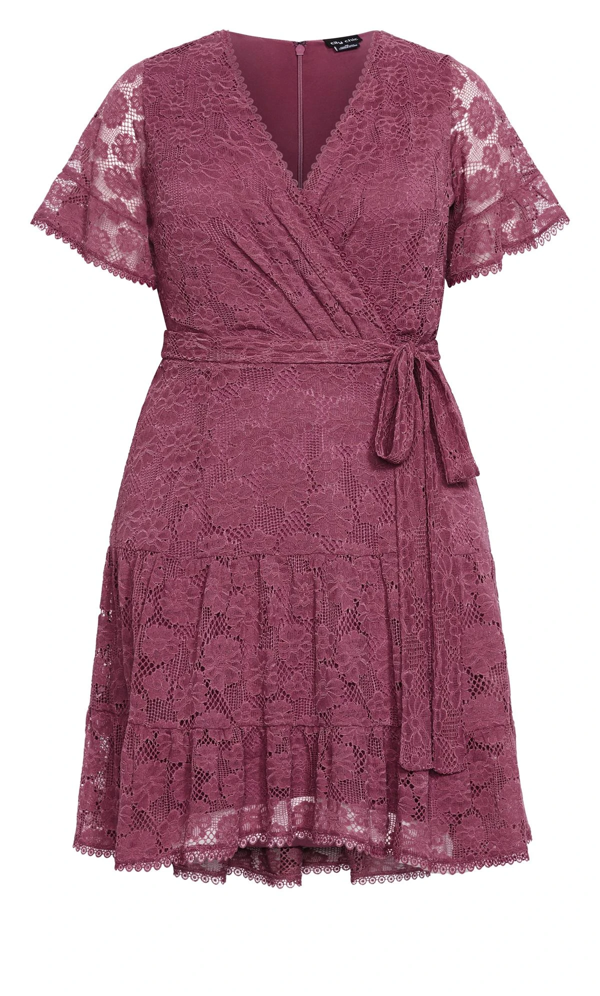 City Chic Purple Lace Midi Wrap Dress 4 City Chic Purple Lace Midi Wrap Dress - Image 4