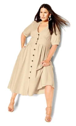 City Chic Neutral Sunset Stroll Dress