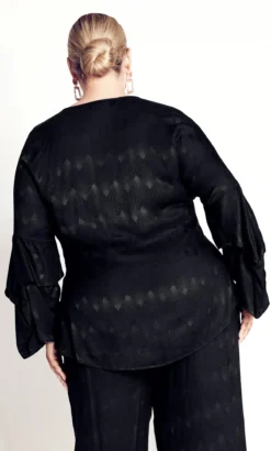 City Chic Navabi Black Chevron Wave Long Sleeve Top -Bold Fit Store 2 1 218464black 11b