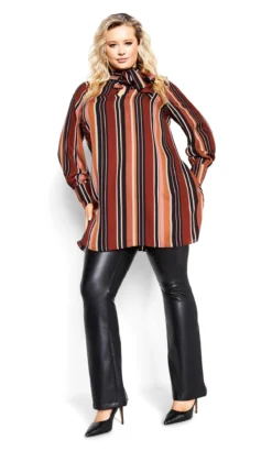 City Chic Brown Bold Stripe Tunic -Bold Fit Store 2 1 218608tanstripe 12