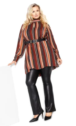 City Chic Brown Bold Stripe Tunic -Bold Fit Store 2 1 218608tanstripe 13