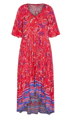 Avenue Red Paisley Print Pleated Maxi Dress -Bold Fit Store 2 1 218935enchantedpaisley 4