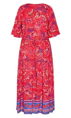 Avenue Red Paisley Print Pleated Maxi Dress -Bold Fit Store 2 1 218935enchantedpaisley 5