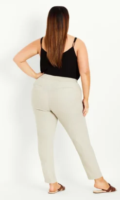 Evans Beige Brown Linen Blend Trousers -Bold Fit Store 34R04FNEU 3