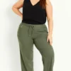 Evans Green Relaxed Linen Blend Trouser Khaki