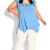 Avenue Light Blue Frill Vest Top