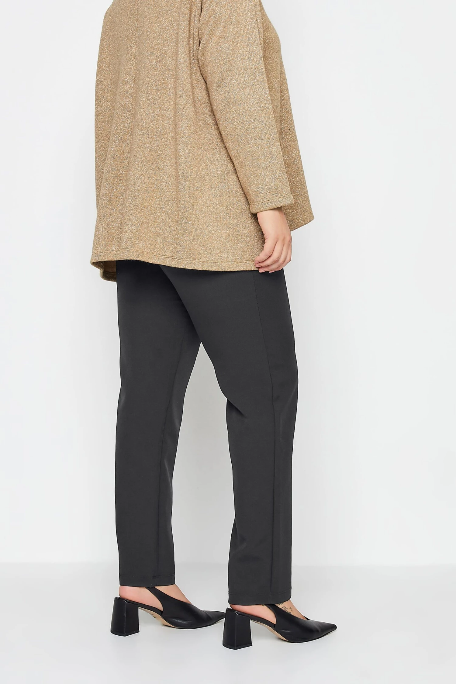 City Chic Black Stretch Straight Leg Trousers 3 City Chic Black Stretch Straight Leg Trousers - Image 3