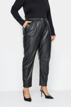 City Chic Black Vegan Leather Trousers