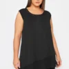 Avenue Black Asymetrical Frill Tunic