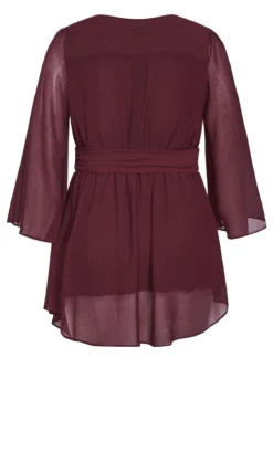 City Chic Burgundy Red Longline Chiffon Wrap Top -Bold Fit Store 7e2b8ddc 4b12 4b 611647 L4