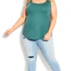 Avenue Teal Blue Plain Vest Top