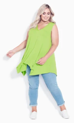 Avenue Lime Green V Neck Swing Tank