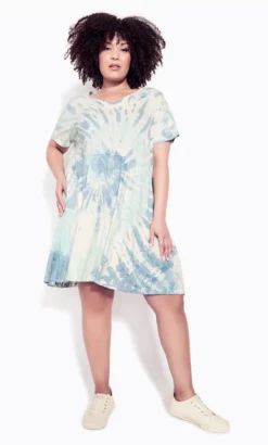 Avenue Zim & Zoe White & Blue Tie Dye Tiered Mini T-Shirt Dress -Bold Fit Store 974c2389 ed3f 4f 611617 L1