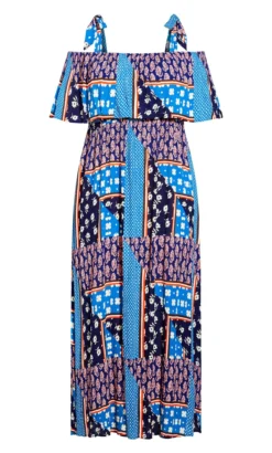Avenue Blue Patchwork Print Bardot Maxi Dress -Bold Fit Store 989082a6 c1d2 44 611627 L3