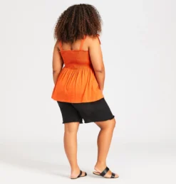 Avenue Orange Shirred Tie Strap Vest Top -Bold Fit Store AV 202781TERRACOTTA 4