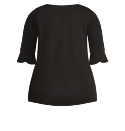 Avenue Black Rib Bell Sleeve Top -Bold Fit Store AV 203808BLACK 6