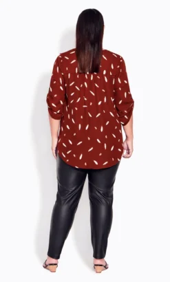 Avenue Burgundy Red Feather Print Zip Neck Shirt -Bold Fit Store af78cdeb 6c4f 48 611606 L4