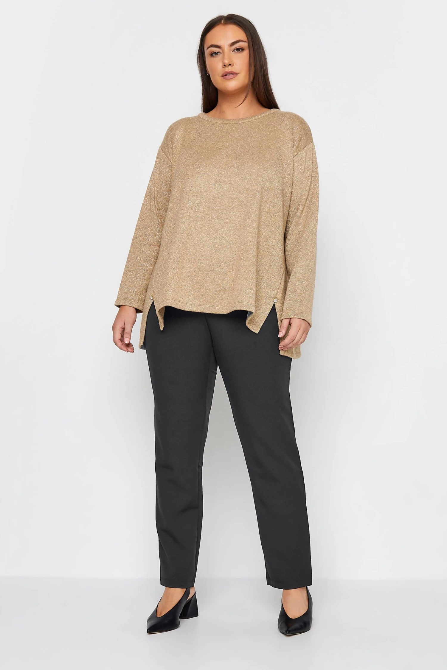 City Chic Black Stretch Straight Leg Trousers 2 City Chic Black Stretch Straight Leg Trousers - Image 2