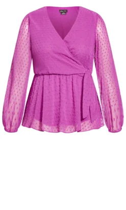City Chic Purple Dobby Wrap Peplum Top -Bold Fit Store bad8cccf 85d7 47 611344 L5