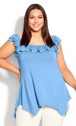 Avenue Light Blue Frill Vest Top -Bold Fit Store bfa27d20 5150 4d 611229 L1