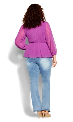 City Chic Purple Dobby Wrap Peplum Top -Bold Fit Store cabb4074 50de 49 611344 L4