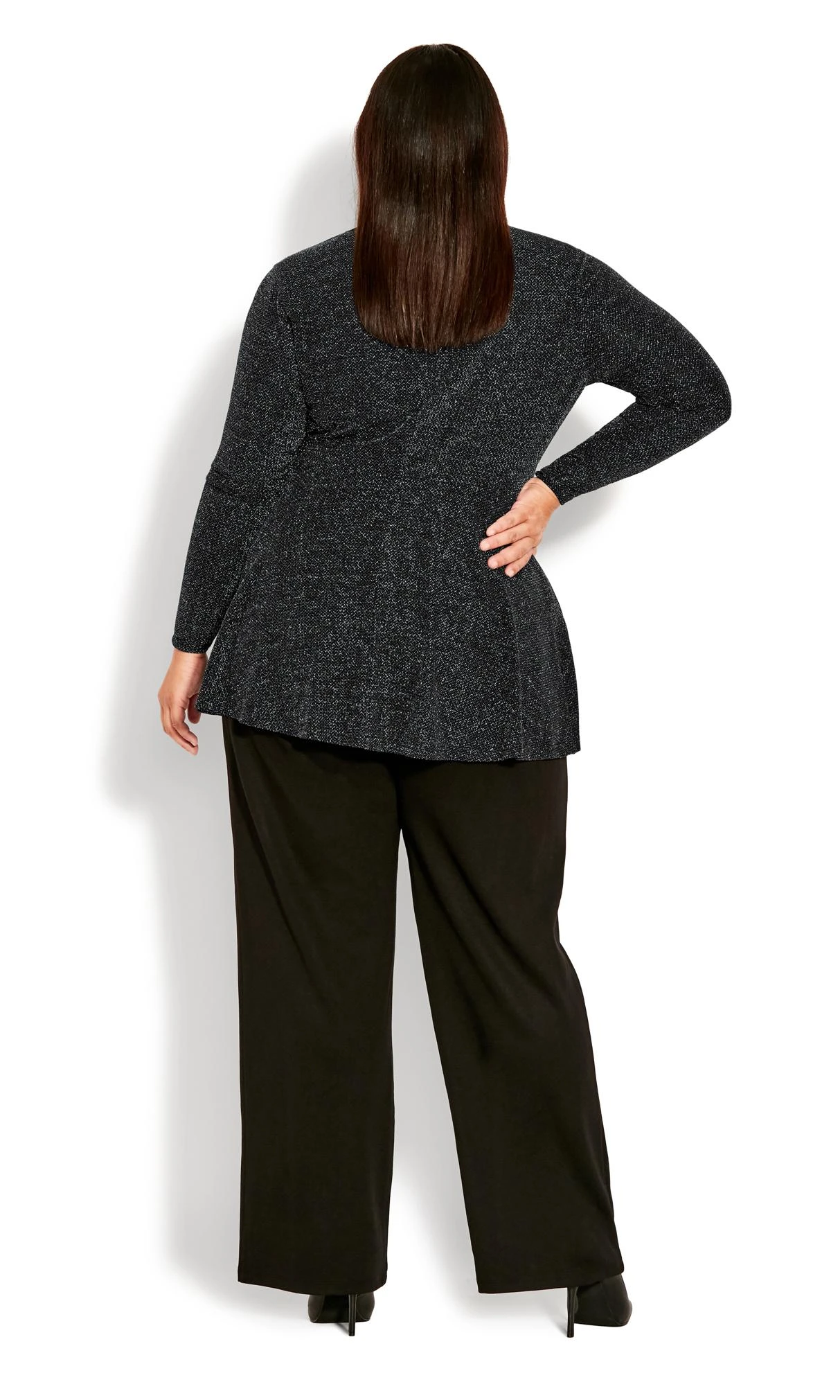 Avenue Black & Silver Lurex Shimmer Wrap Top 2 Avenue Black & Silver Lurex Shimmer Wrap Top - Image 2