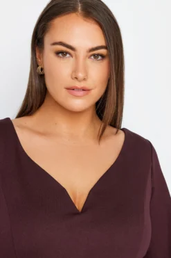 City Chic Red V-Neck Pleated Midi Dress -Bold Fit Store ced17f2f 052a 44 611795 D scaled