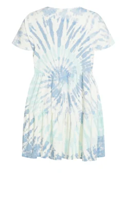 Avenue Zim & Zoe White & Blue Tie Dye Tiered Mini T-Shirt Dress -Bold Fit Store d1d1893c 8f20 41 611617 L4