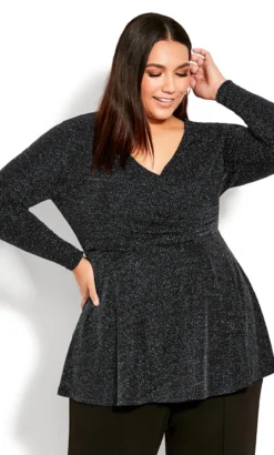 Avenue Black & Silver Lurex Shimmer Wrap Top 9 Avenue Black & Silver Lurex Shimmer Wrap Top -Bold Fit Store e2a49f12 1ac7 4d 611431 L1