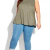 Avenue Khaki Green Swing Vest Top
